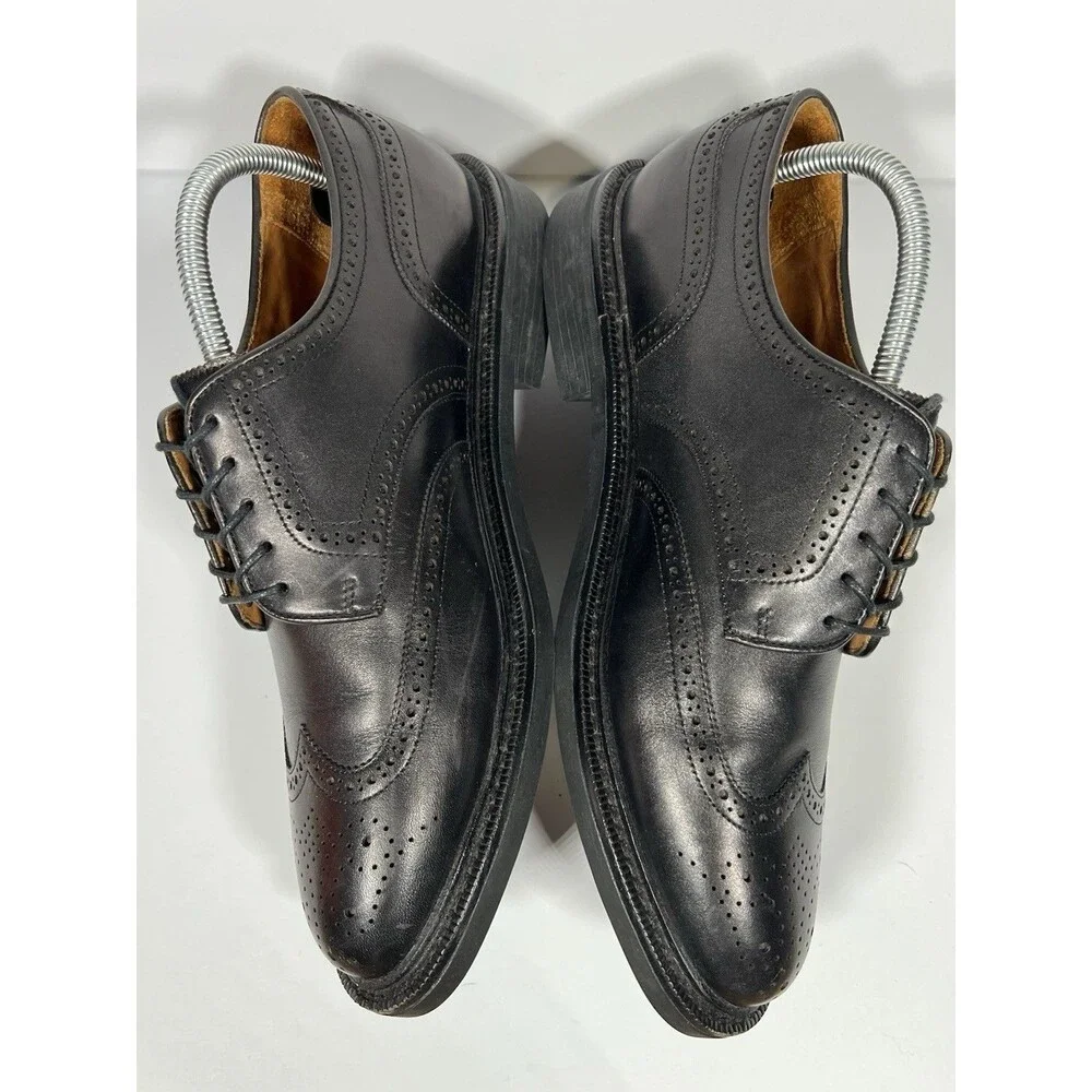 Polo Ralph Lauren Asher Black Cow Leather Wing Tip Lace-up Oxford men's 8.5D